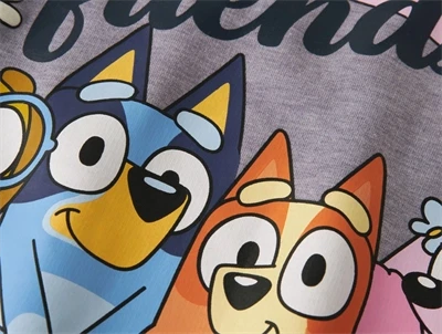 Name It sweatshirt lavender gray melange med Bluey og friends print