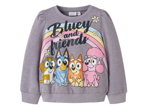 Name It sweatshirt lavender gray melange med Bluey og friends print