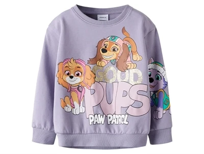 Name It sweatshirt lavender gray med Paw Patrol og glitter print