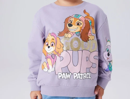 Name It sweatshirt lavender gray med Paw Patrol og glitter print