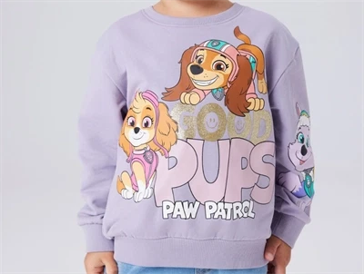 Name It sweatshirt lavender gray med Paw Patrol og glitter print