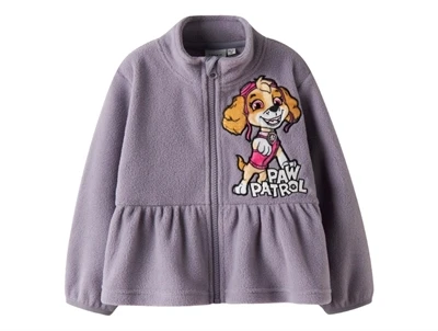 Name It fleece cardigan i lys lilla nuance lavender gray med Paw Patrol motiv