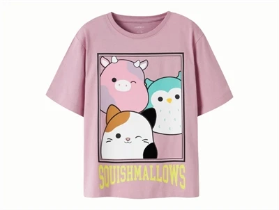 Name It t-shirt i dawn pink med Squishmallows print set forfra