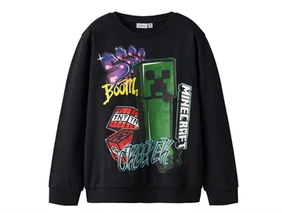 Name It sweatshirt sort med Minecraft print