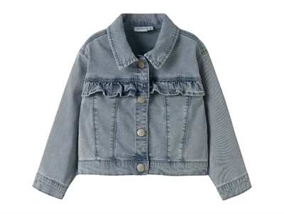 Name It denimjakke light blue denim med flæsedetalje foran