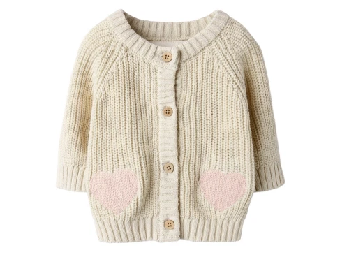 Lil\' Atelier BABY cardigan i turtledove med hjerter