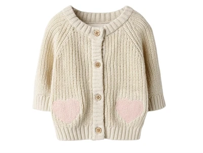 Lil' Atelier BABY cardigan i turtledove med hjerter