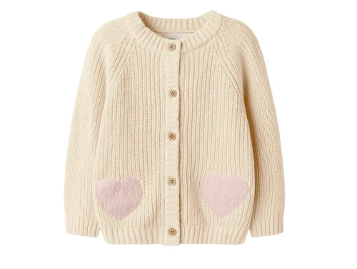 Lil\' Atelier MINI cardigan i turtledove med hjerter