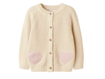 Lil' Atelier MINI cardigan i turtledove med hjerter