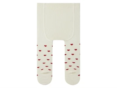 Bagside af Lil\' Atelier strømpebukser i turtledove med røde hjerter