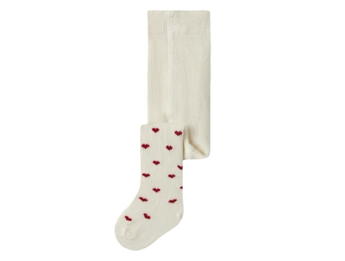 Lil\' Atelier strømpebukser i turtledove med røde hjerter