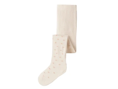 Lil' Atelier MINI strømpebukser i turtledove med lyserøde hjerter