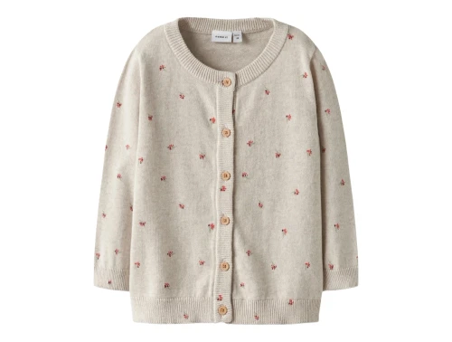 Name It cardigan i beige nuance peyote melange med små blomster