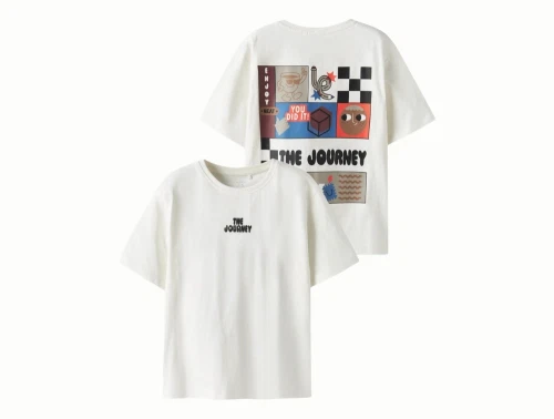 Name It t-shirt i cloud dancer med the journey print foran