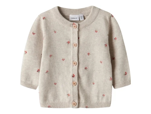 Name It cardigan i beige nuance peyote melange med små blomster