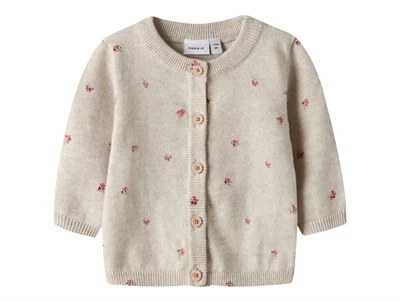 Name It cardigan i beige nuance peyote melange med små blomster