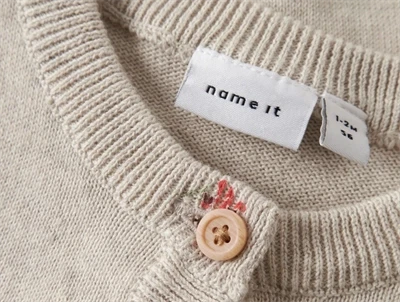 Name It cardigan i beige nuance peyote melange med ribkanter