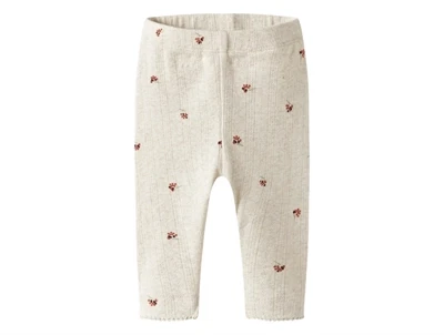 Name It leggings i beige nuance peyote melange med bærprint