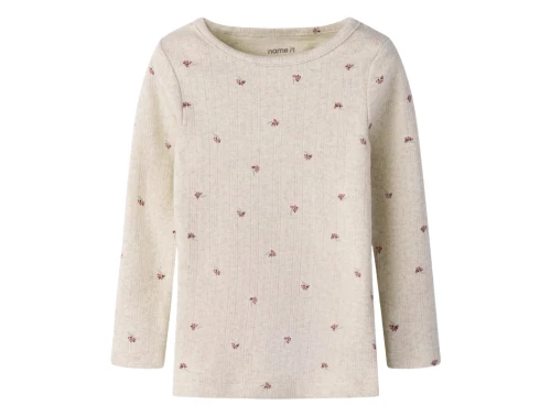Name It bluse i beige nuance peyote melange med bærprint