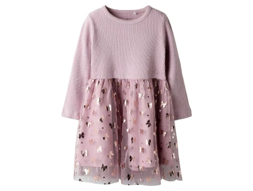 Name It kjole i lilla med tylskørt og sløjfer