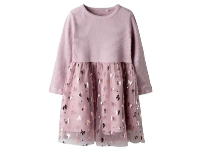 Name It kjole i lilla med tylskørt og sløjfer