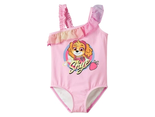 Name It badedragt i lyserød nuance med Paw Patrol Skye print og flæse