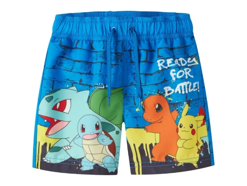Name It Pokémon badeshorts blå med Pikachu og Charmander print