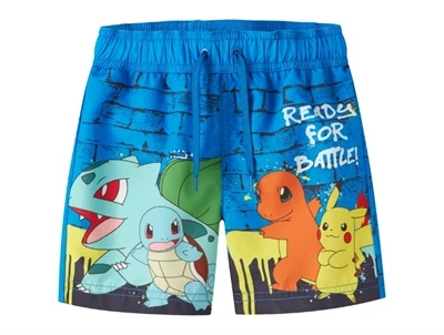Name It Pokémon badeshorts blå med Pikachu og Charmander print
