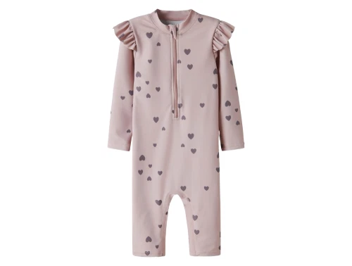 Name It uv badedragt i lilla nuance med hjerteprint og lynlaas