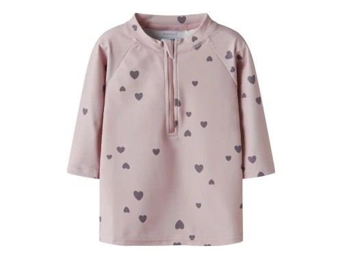 Name It uv badebluse i lilla nuance med hjerteprint og lynlås
