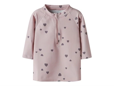 Name It uv badebluse i lilla nuance med hjerteprint og lynlås