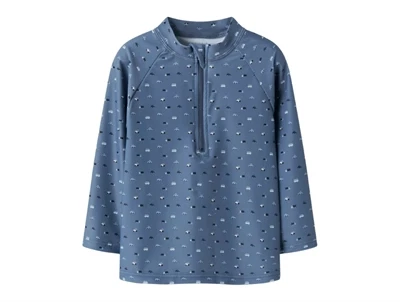 Name It uv badebluse blå med små biler print