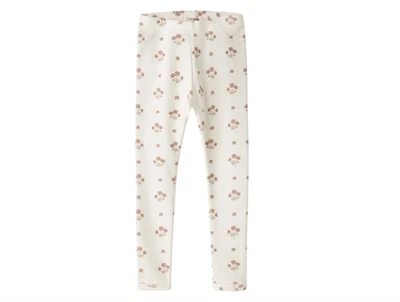 Lil' Atelier leggings i råhvid nuance med rosa blomsterprint