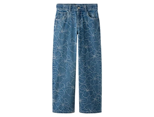 Name It jeans i blå denim med blomster jacquard