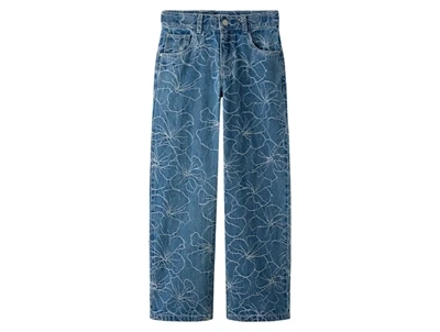 Name It jeans i blå denim med blomster jacquard