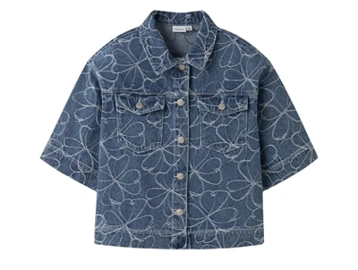 Name It denimskjorte i blå nuance med blomster jacquard