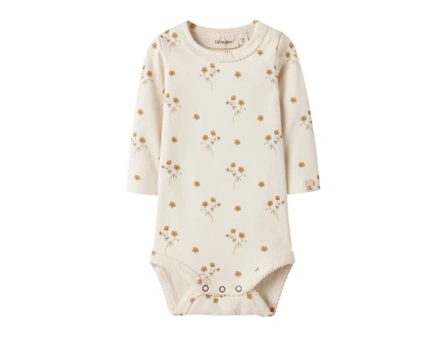 Lil\' Atelier body i råhvid nuance med gyldent blomsterprint