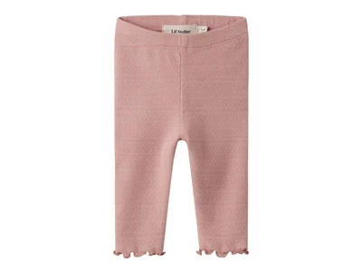 Lil' Atelier leggings i rosa nuance med babylock kant