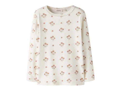 Lil\' Atelier bluse i råhvid nuance med rosa blomsterprint