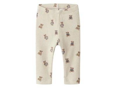 Name It leggings i beige nuance med bamseprint