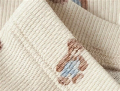 Name It rib leggings i beige nuance med elastik i taljen