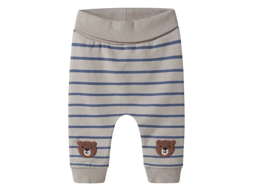 Name It stribede sweatpants i beige nuance med bamsebroderi