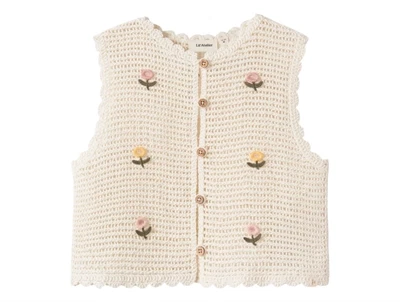 Lil\' Atelier strikvest i råhvid nuance set forfra