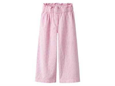 Name It bukser i lyserød nuance med blomsterbroderi