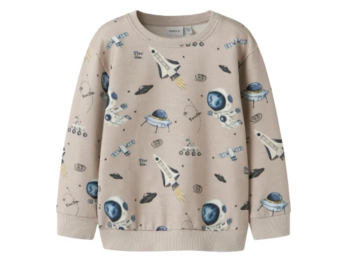 Name It sweatshirt i beige nuance med rum og astronaut print