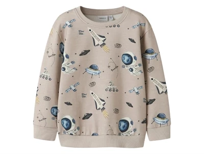 Name It sweatshirt i beige nuance med rum og astronaut print