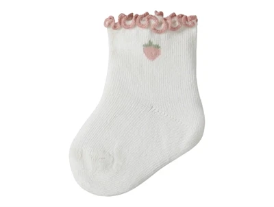Lil' Atelier stromper i rahvid nuance med jordbaer motiv