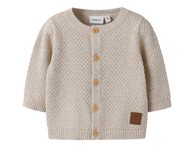 Name It strik cardigan i beige nuance med struktur