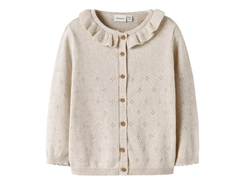 Name It cardigan i råhvid nuance med flæsekrave
