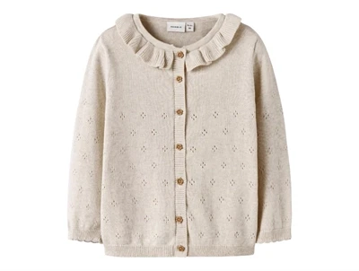 Name It cardigan i råhvid nuance med flæsekrave